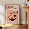 charming Ramen Maneki Neko kitchen poster brown gray hues culinary space sizes perfect addition decor versatile fit