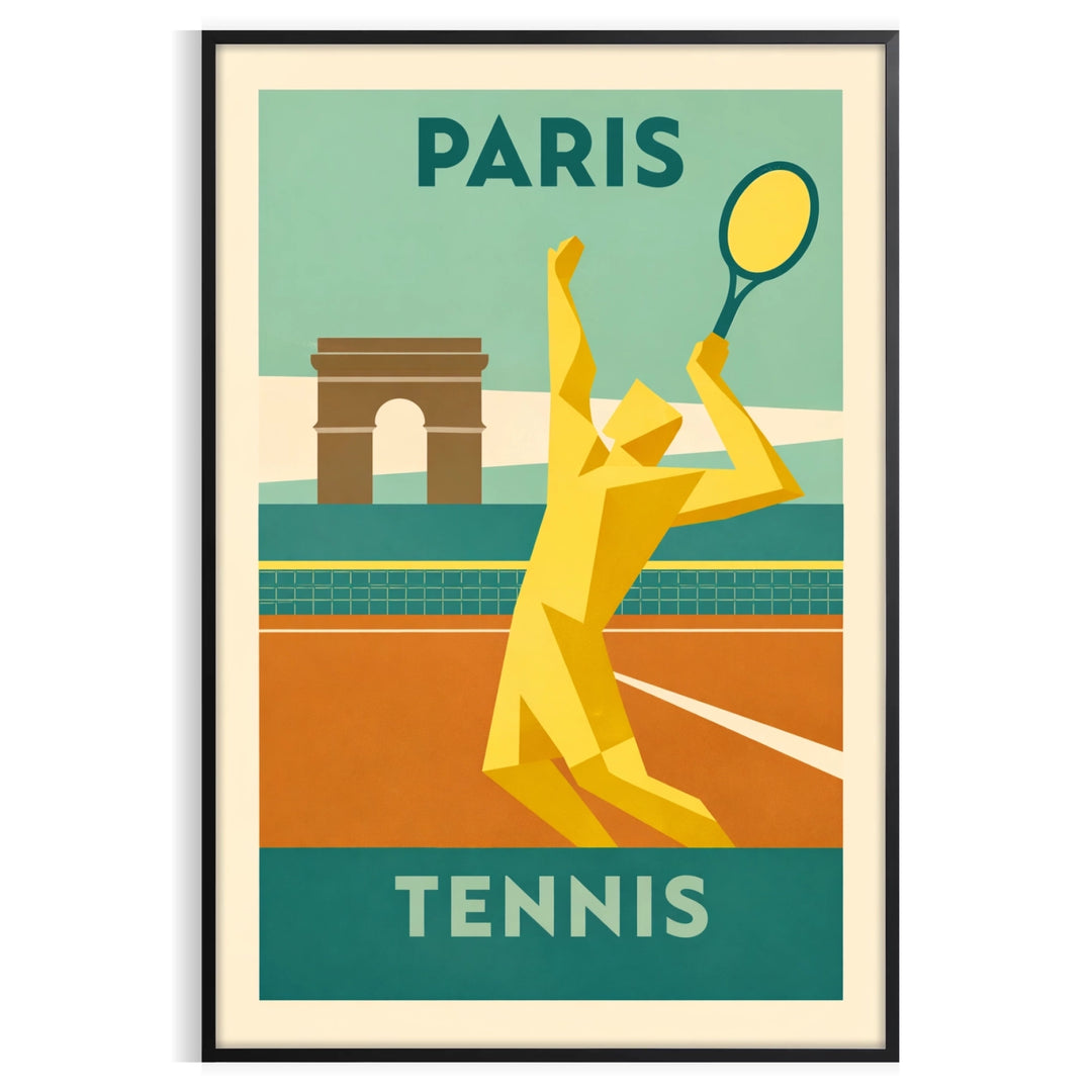 space stunning Paris France Tennis poster vibrant orange sleek gray lover enthusiast eye art piece dimensions cm touch elegance walls A4 A0