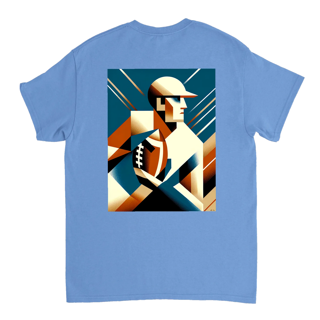 Amerikāņu futbola t-krekls ar drosmīgu dizainu, ideāli piemērots spēlētājiem un faniem. Izgatavots no augstas kvalitātes kokv