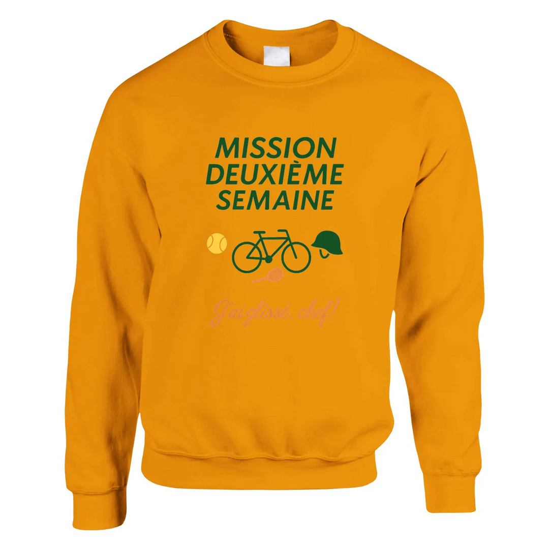 Mission 2ème Semaine Tennis Sweater un sweat - shirt épais 50 % coton polyester une douceur ultime coutures tricot élastique coupe classique confortable idéal quotidien