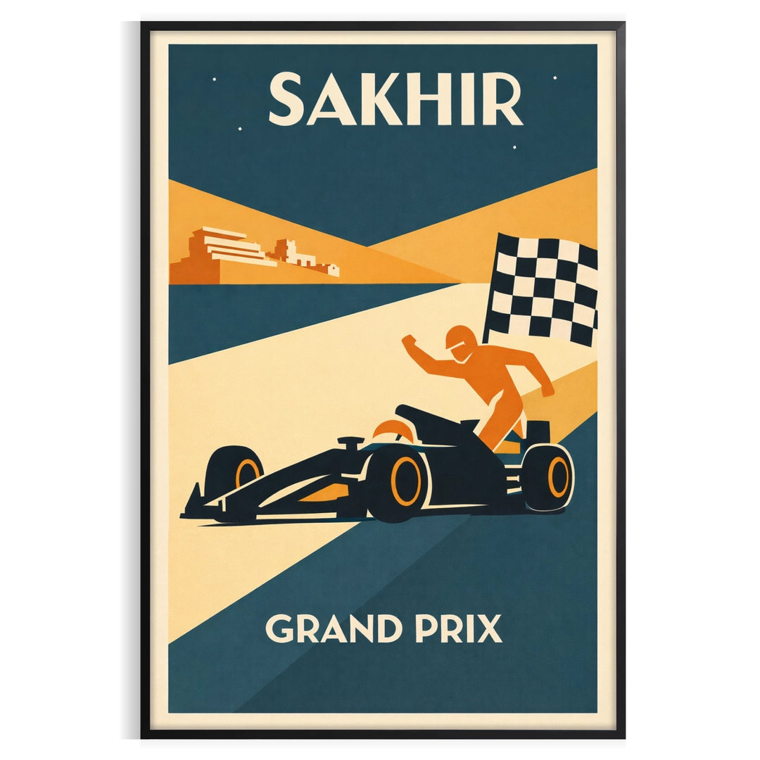 space stunning Sakhir Bahrain F1 poster vibrant orange green colors eye design perfect racing enthusiast favorite size decor today sizes A4 cm A0