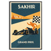 space stunning Sakhir Bahrain F1 poster vibrant brown orange hues thrill race motorsport enthusiast eye artwork today decor dimensions A4 cm A0