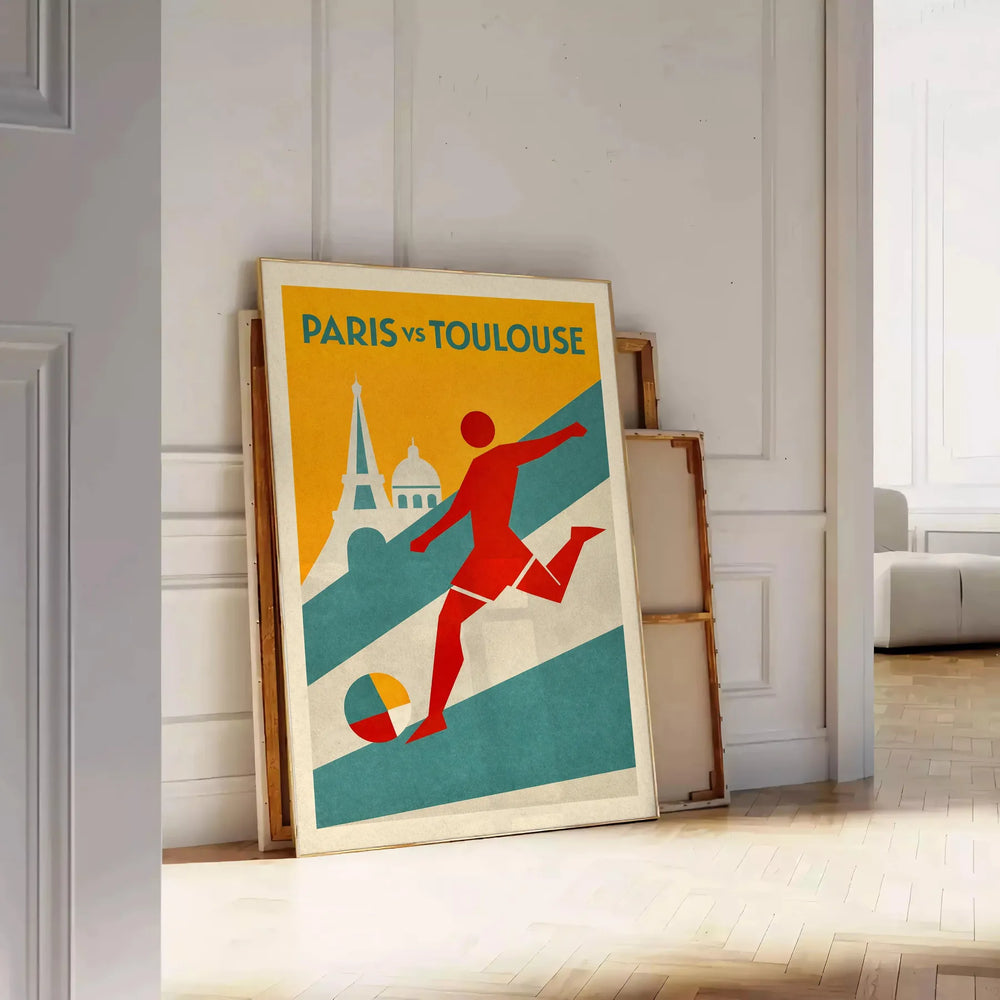 spirit Paris vibrant football poster bold shades orange red sized eye artwork fan space available convenience