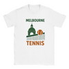 T-shirt exclusivo Tennis Melbourne, perfeito para fãs e jogadores, feito em algodão de alta qualidade para conforto