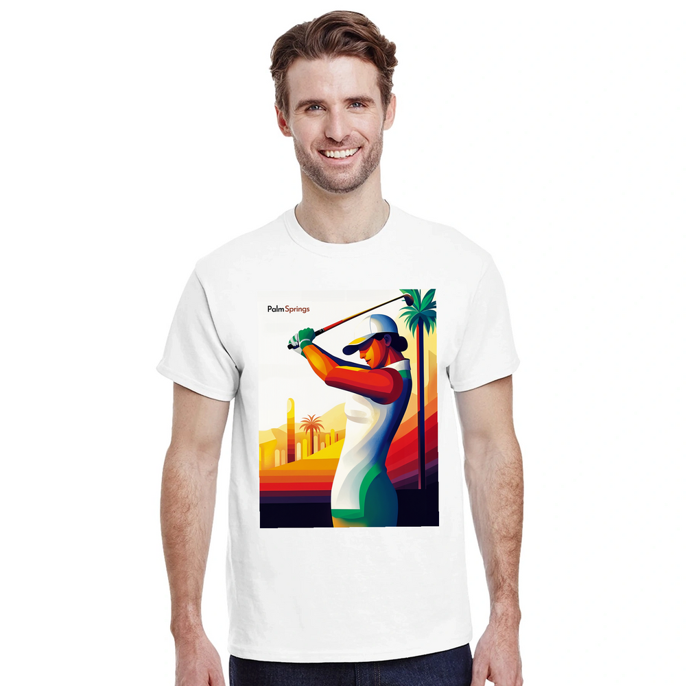 T-shirt style Golf Palm Springs t shirt enthusiasts sun lovers tee vibrant spirit lush greens sunny vibes new favorite today tees quality cotton ultimate comfort