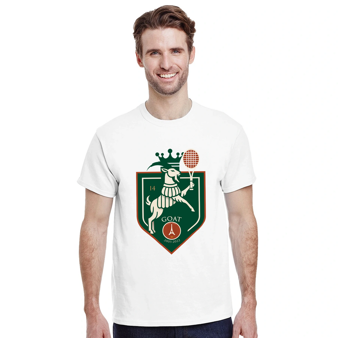 T-shirt exclusivo em homenagem a Rafa Nadal, feito em algodão premium, ideal para fãs de ténis