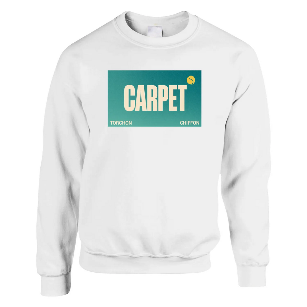 Sweater Torchon Chiffon Carpet Tennis, unissex, confortável e durável, feito de 50% algodão e 50% poliéster, com punhos em ma