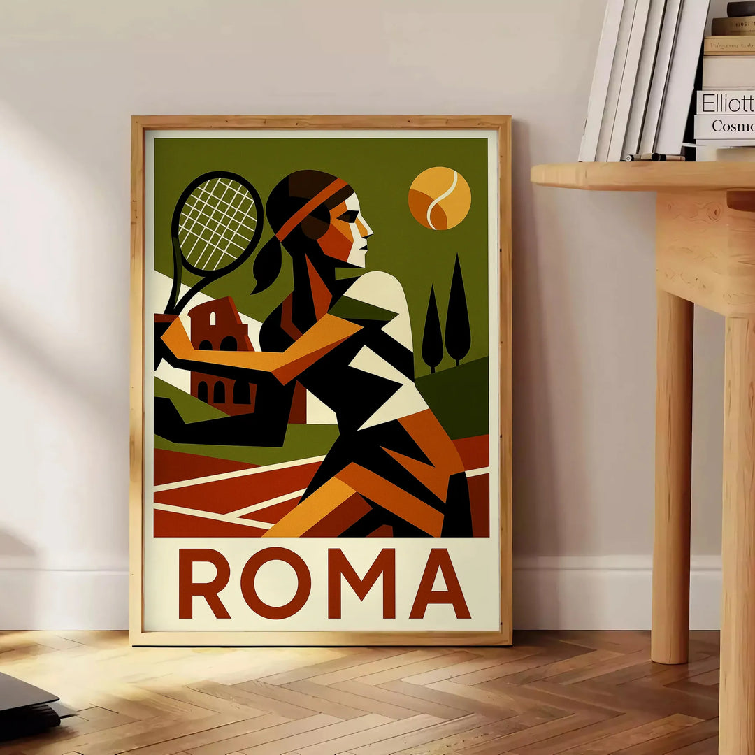 magnifique Roma Tennis 12 teintes marron gris une touche élégante espace amateurs affiche disponible dimensions 50x70 30x40 achetez  vôtre version
