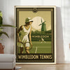 élégante thème Wimbledon nuances noir marron un rendu sophistiqué affiche unique disponible 50×70 cm 30×40 amateurs tennis dimensions A4 A0