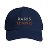 Vintage broderad keps med Paris Tennis 3-logga, låg profil och avslappnad stil