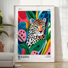 affiche captivante léopard Yayoi Kusama nuances bleu blanc une touche art moderne intérieur passionnés contemporain disponibles A4 cm 50x70 60x80 A0