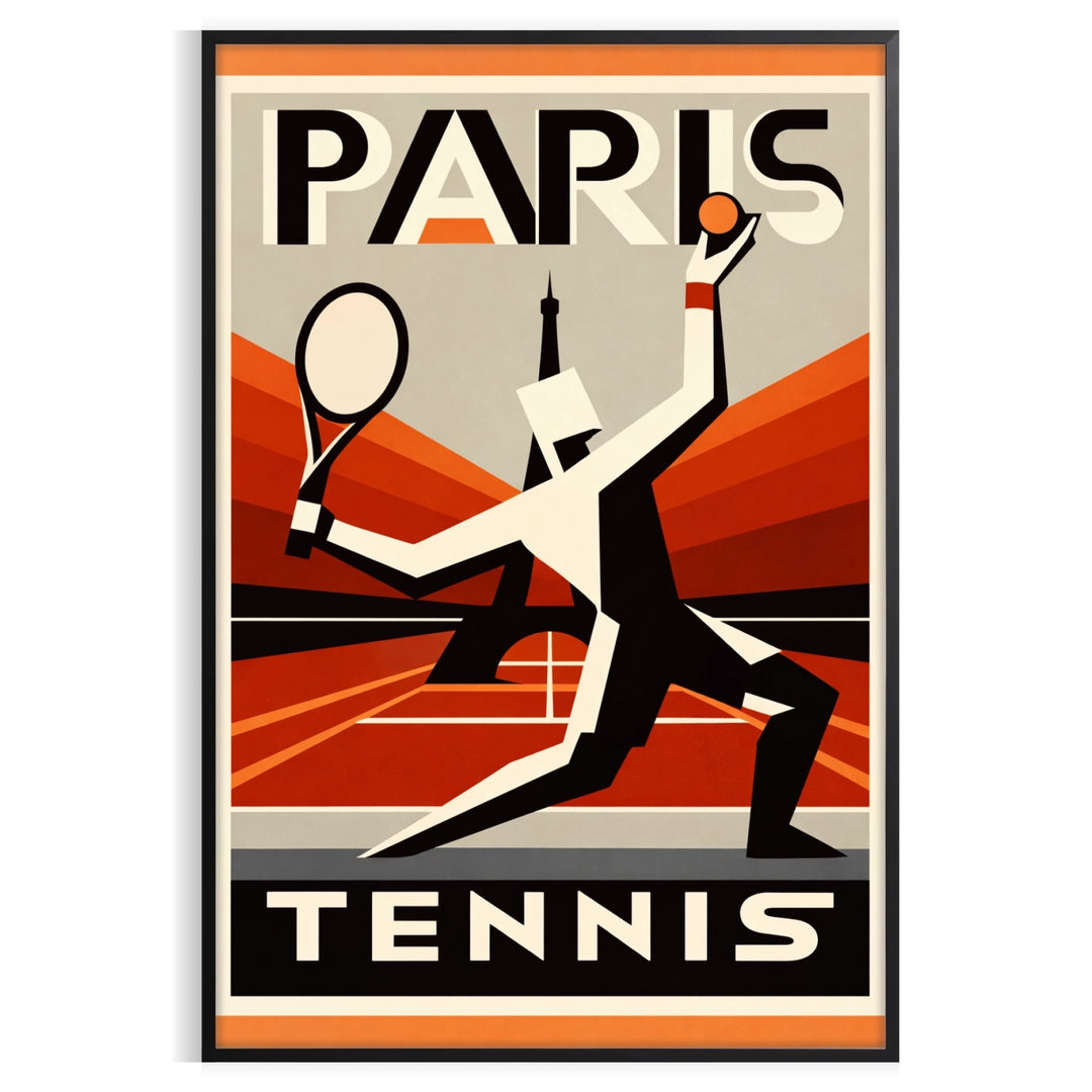 space stunning Paris France tennis poster red black enthusiast lover Parisian culture eye artwork today size A4 cm A0