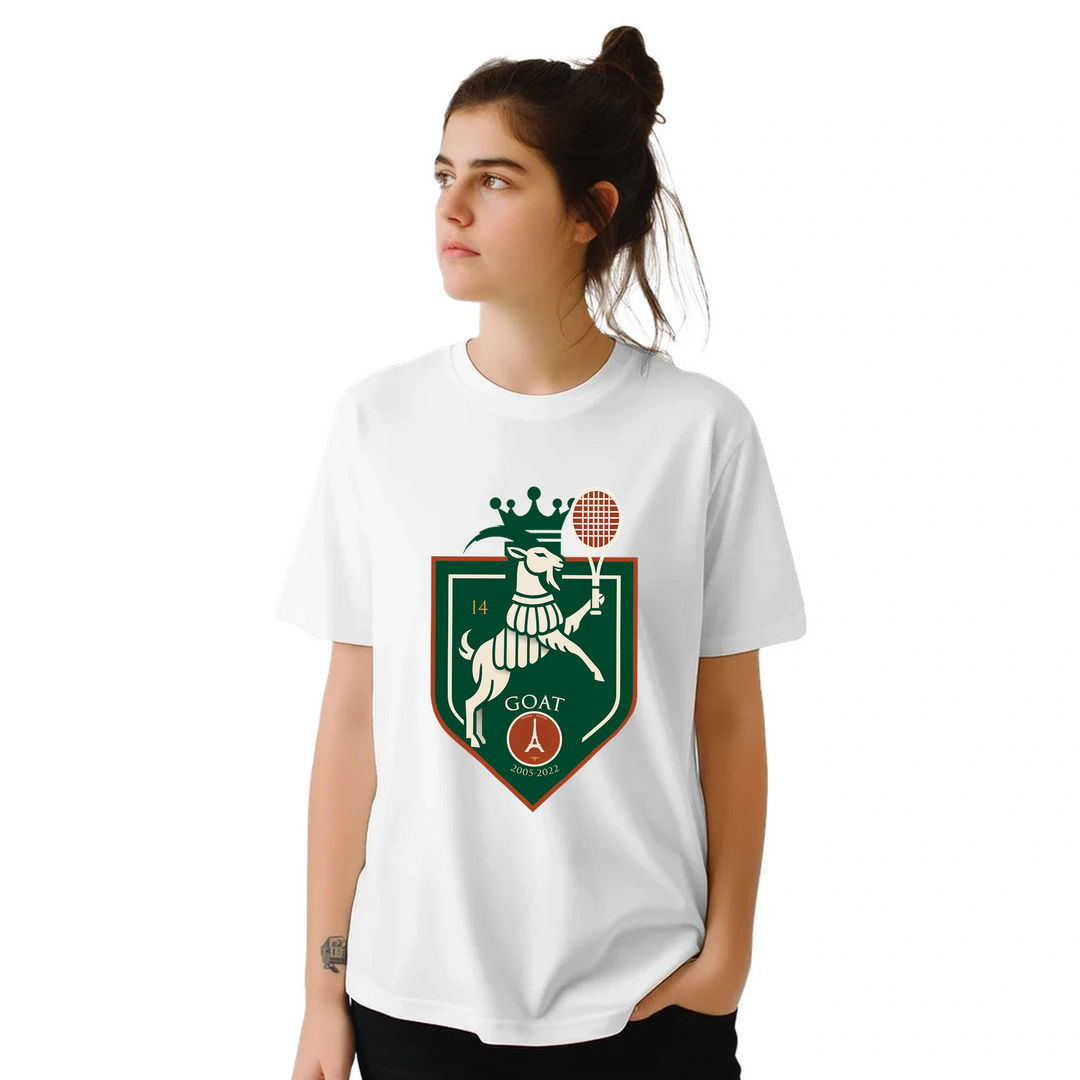 T-shirt exclusivo em homenagem a Rafa Nadal, feito em algodão premium, ideal para fãs de ténis