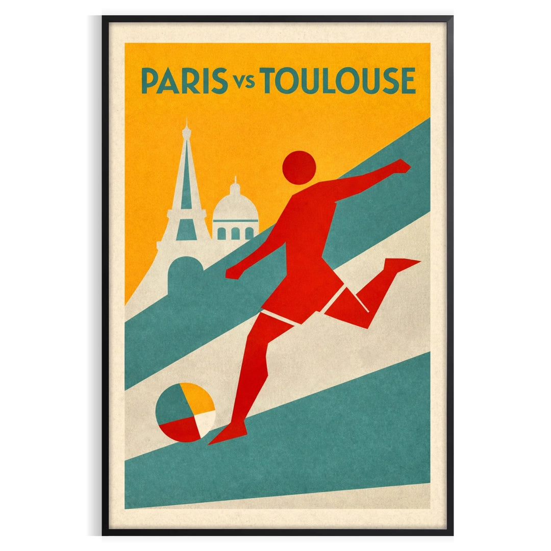 spirit Paris vibrant football poster bold shades orange red sized eye artwork fan space available convenience