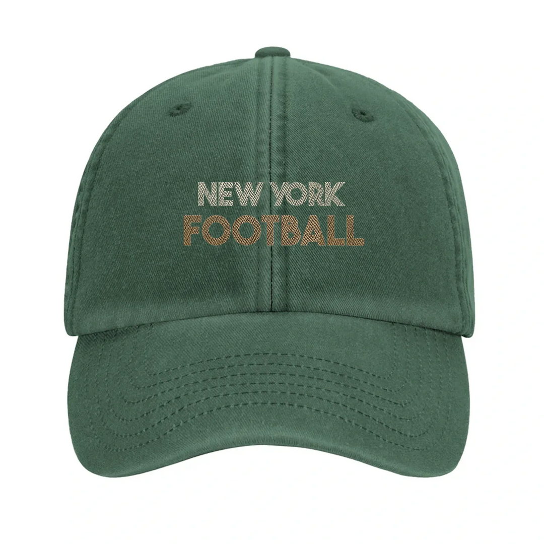 Βιντάζ κεντητό καπέλο με λογότυπο 'New York Football 1' και ρυθμιζόμενο λουράκι