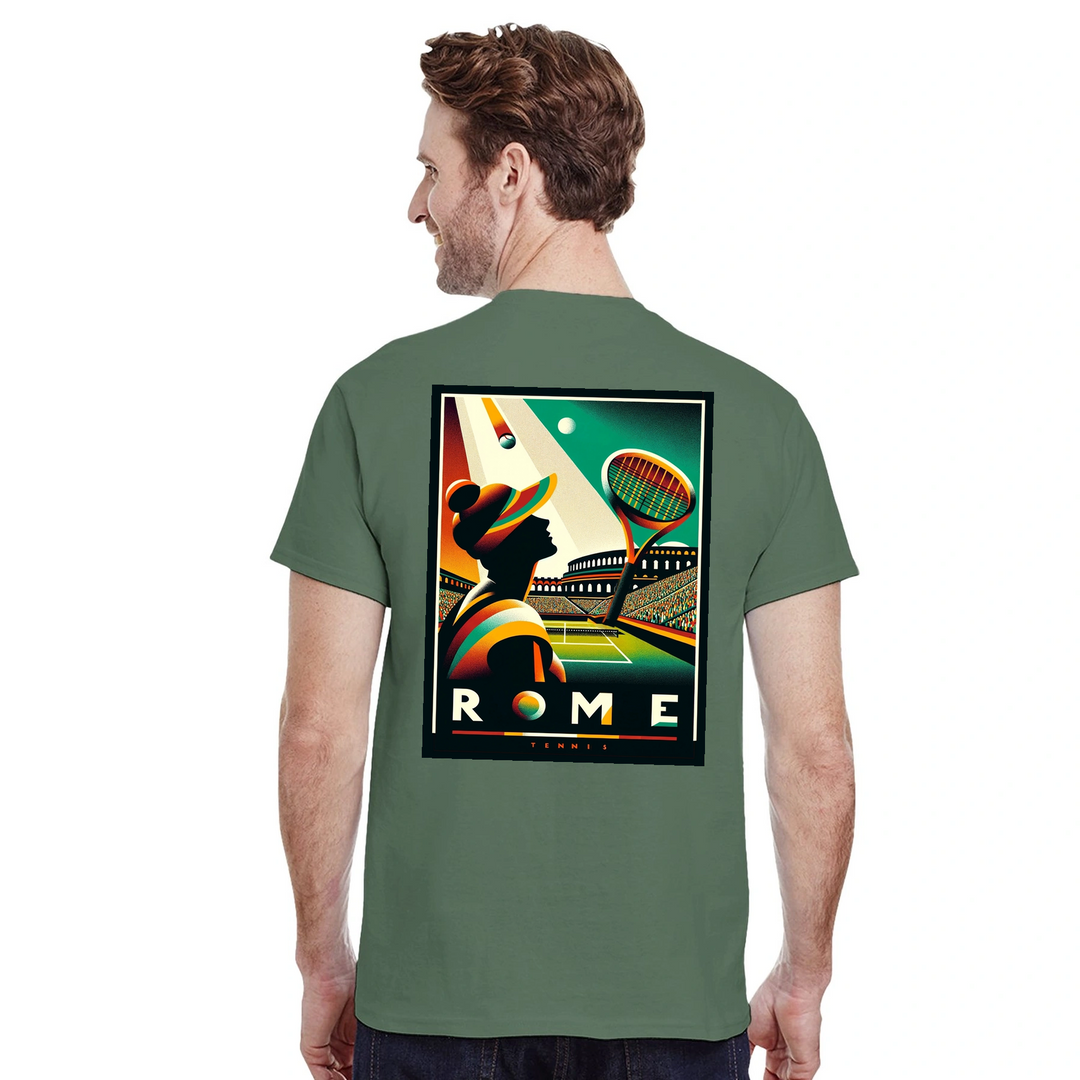 T-shirt game Roma Tennis T Shirt stylish tee vibrant design love iconic spirit practice sessions casual outings comfort style passion court sizes available M L XL XXL