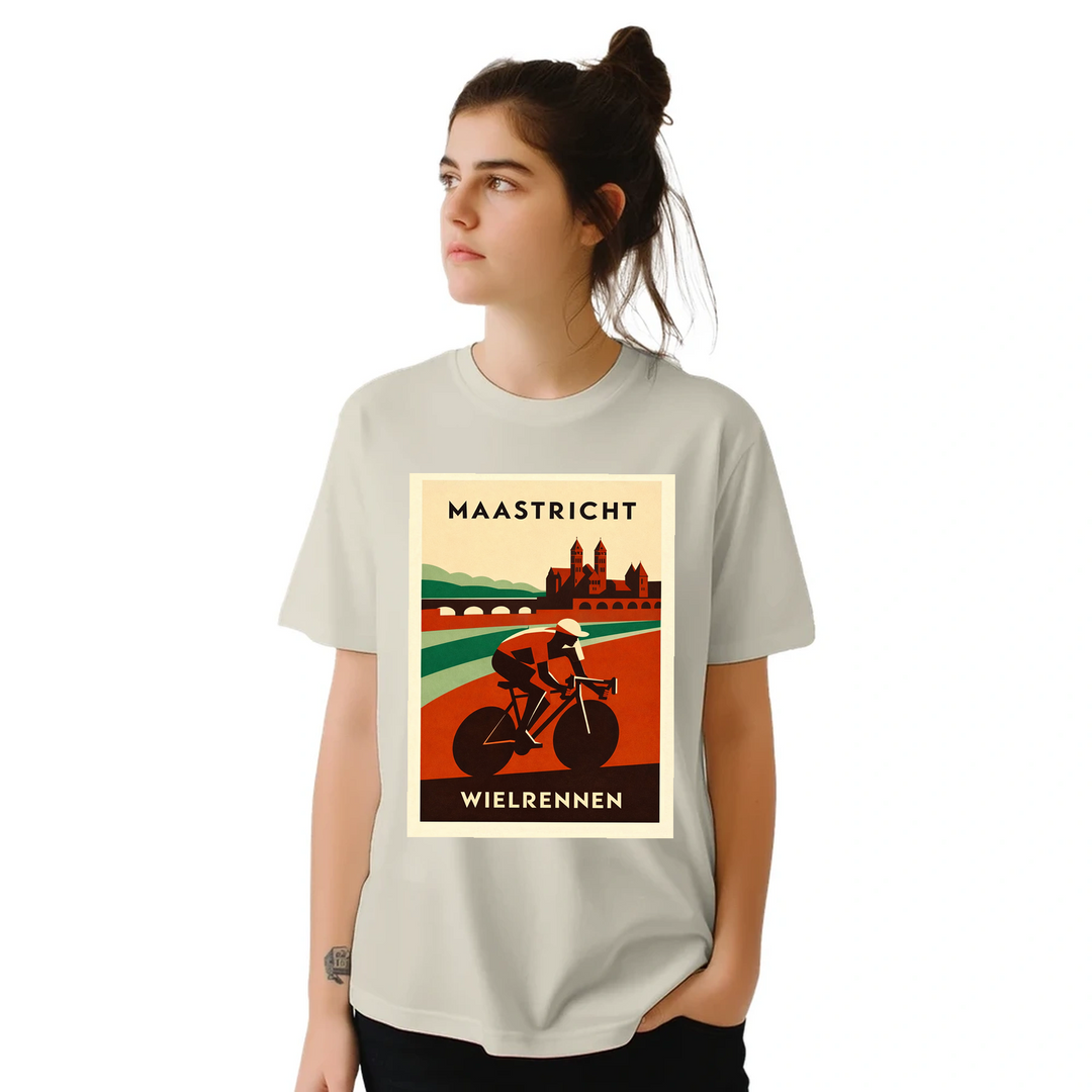 T-shirt T - shirt Maastricht Pays Bas idéal passionnés cyclisme design unique paysages néerlandais parfait sorties vélo moments détente style confort coton première qualité une tenue longue durée