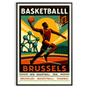 Vintage Basketball Poster im Art Deco Stil mit dem ikonischen Brussels 13, erhältlich in 50x70 oder 30x40. Perfekt für Basket