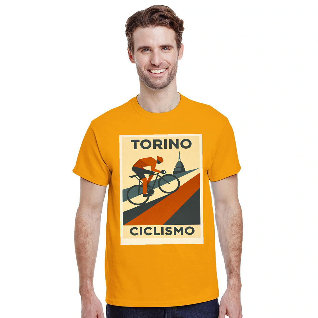 Image Gold de Turin Italy Cyclisme Tshirt [color:gold] [view:front]