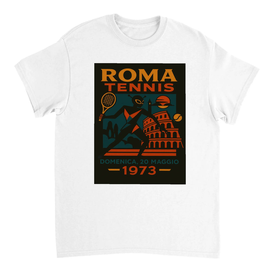 T-shirt Alien Roma Tennis, un capo unico che unisce un tema alieno giocoso alla passione per il tennis, disponibile in divers