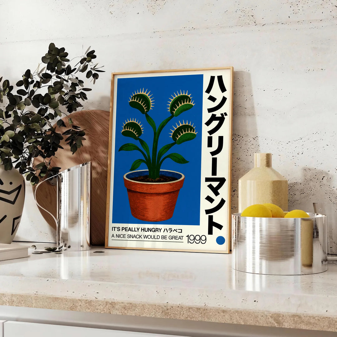 captivating world botany Vintage Carnivorous Plant Botanical Poster orange black colors stunning print perfect touch nature decor space unique artwork unframed options