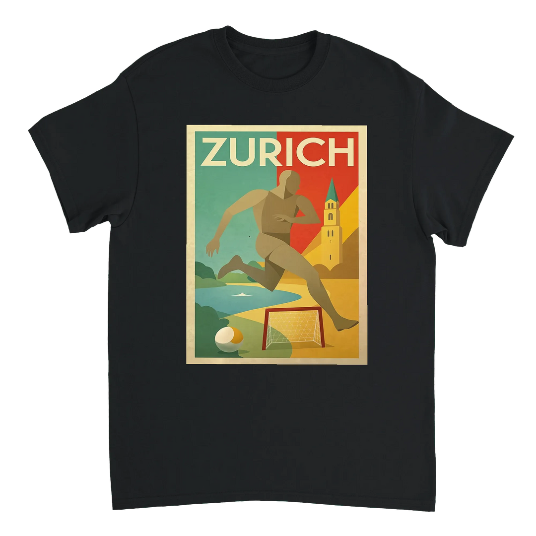 Stylisches T-Shirt mit Zürich- und Fußballmotiv, aus 100% Baumwolle für besten Tragekomfort. Ideal für Fans und Freizeit