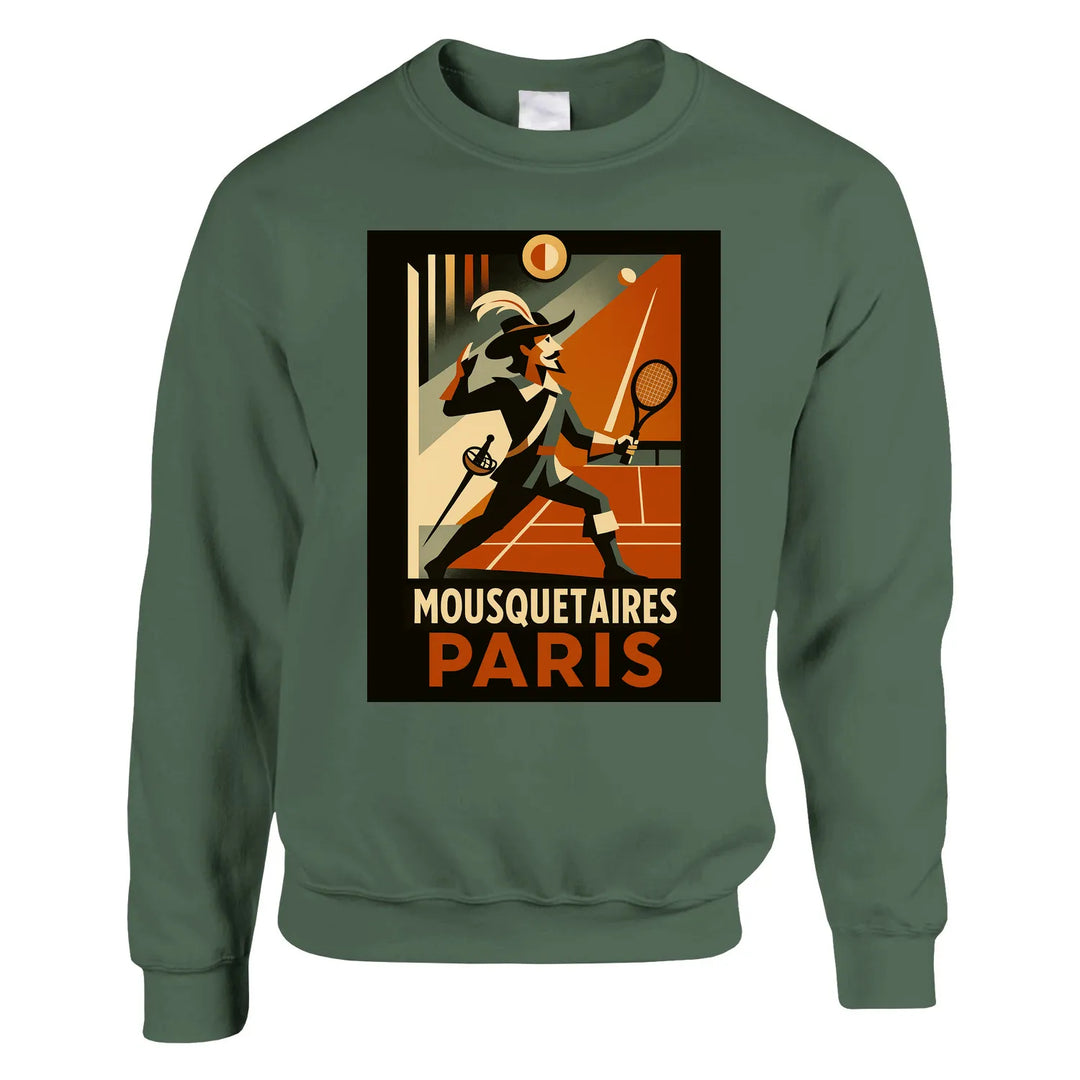 Mousquetaires Paris Tennis džemperis, kas apvieno komfortu un stilu, izgatavots no mīksta kokvilnas un poliestera maisījuma
