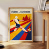 Plakat piłkarski przedstawiający miłość do futbolu w Madrycie. Idealny dla fanów sportu, dostępny w rozmiarach A4, 30x40 cm
