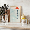 stunning Japanese Sun Blue Wave poster serene gray white tones touch elegance space available cm sizes formats A4 A0