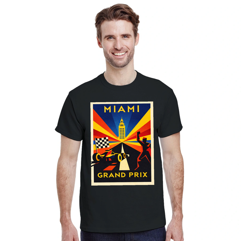 T-shirt style Miami F1 t shirt perfect tribute vibrant energy Formula 1 scene United States eye tee motorsport enthusiasts lovers today S M L XL XXL
