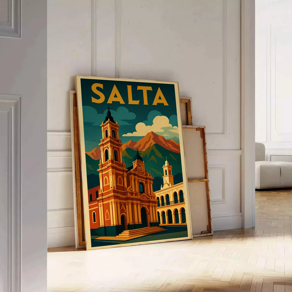 Salta, Argentina Art Déco vintage poster with orange and green palette