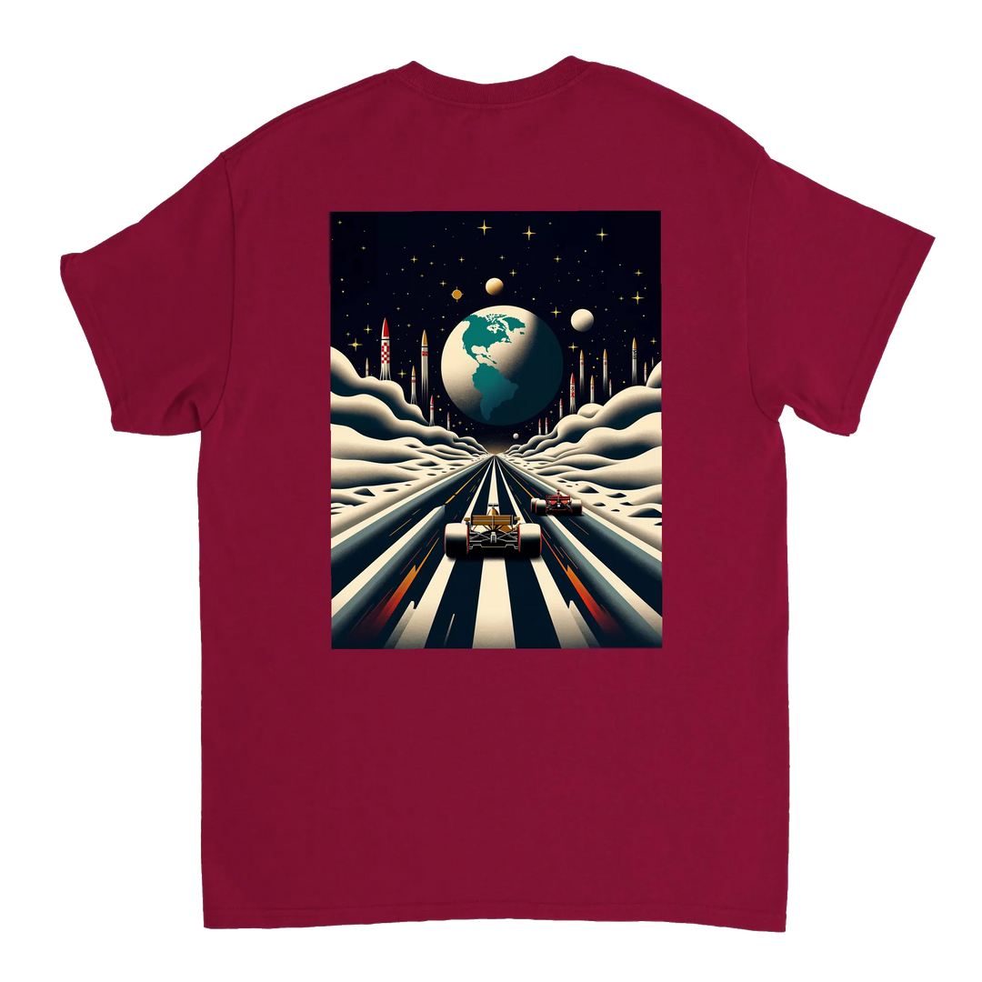 T-shirt Formula Moon con design lunare unico, ideale per appassionati di astronomia. Morbido cotone per un comfort duraturo