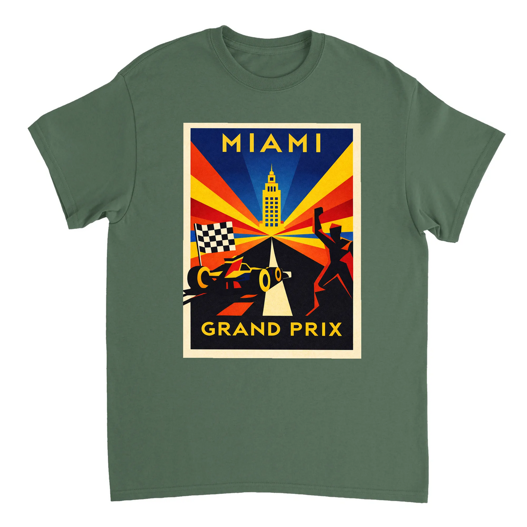Miami F1 t-shirt i en färgstark design, hyllar den pulserande energin från Formel 1-scenen i USA. Finns i storlekar S till XX