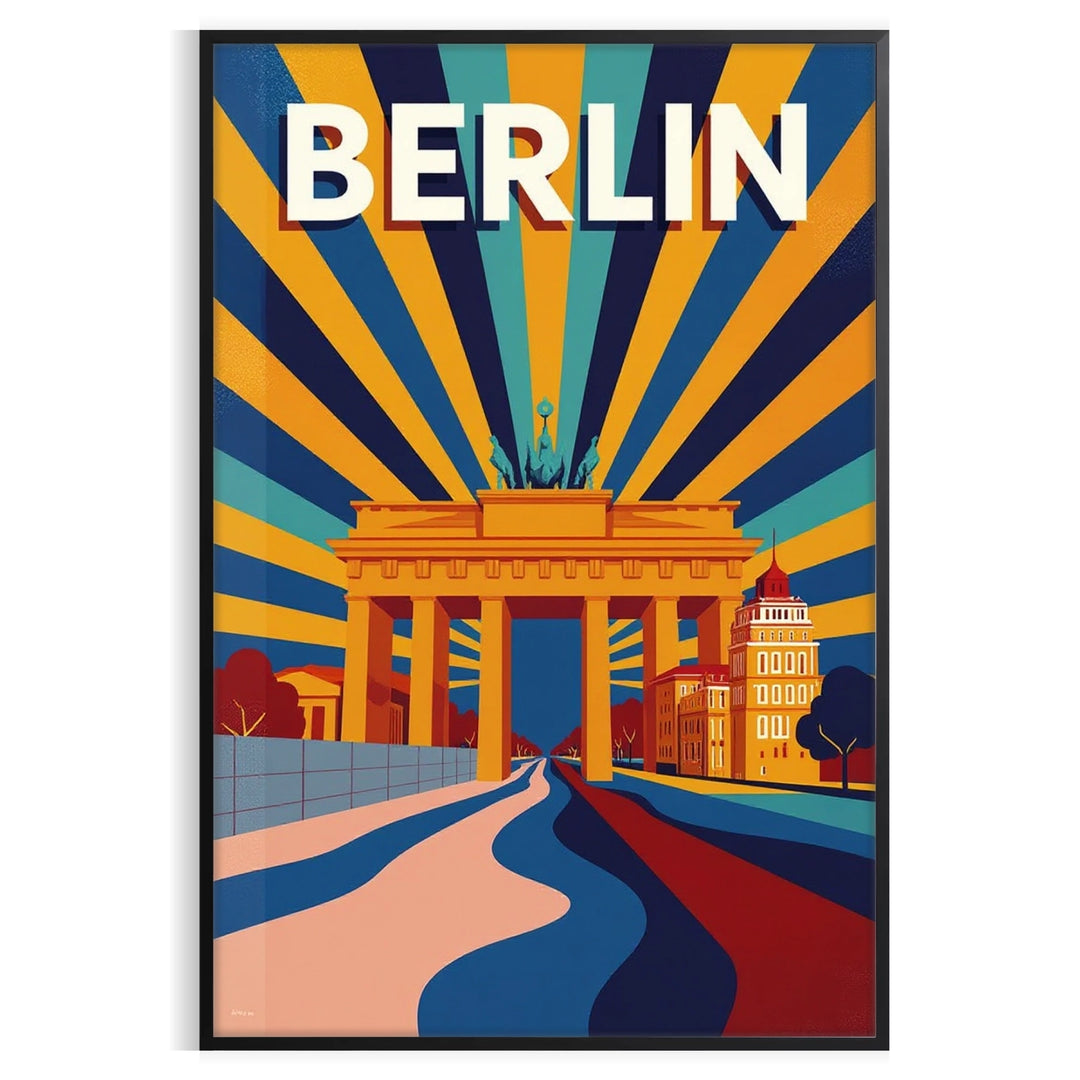 space stunning Berlin Art Déco vintage poster vibrant red orange hues lovers collectors eye piece available dimensions cm decor sizes A4 A0
