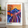 affiche Fuji Spirit Yayoi Kusama blanc bleu essence artistique vibrante Japon espace tailles A4 cm A0
