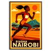 Affiche captivante thématique Nairobi Riadh Athletics couleurs rouge noir audacieuses une touche dynamique espace  excellent dimensions cm passion sport disponibles A4 A0