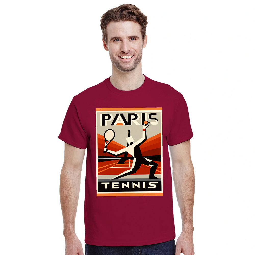 T-shirt style Paris France Tennis t shirt enthusiasts lovers iconic city tee chic design essence Parisian flair court today sizes S M L XL XXL