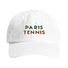 Vintage bomullskeps broderad med Paris Tennis-motiv, låg profil