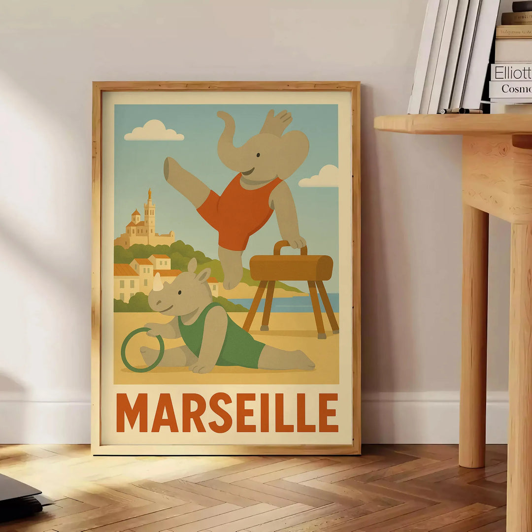 captivante gymnastique enfants Marseille un éléphant rhinocéros tons gris vert chambre petits affiche une touche aventure joie choix A4 cm A0