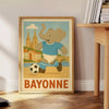 delightful Kid Elephant Bayonne Football poster vibrant gray green hues young sports enthusiasts eye art piece available dimensions touch fun room unframed formats