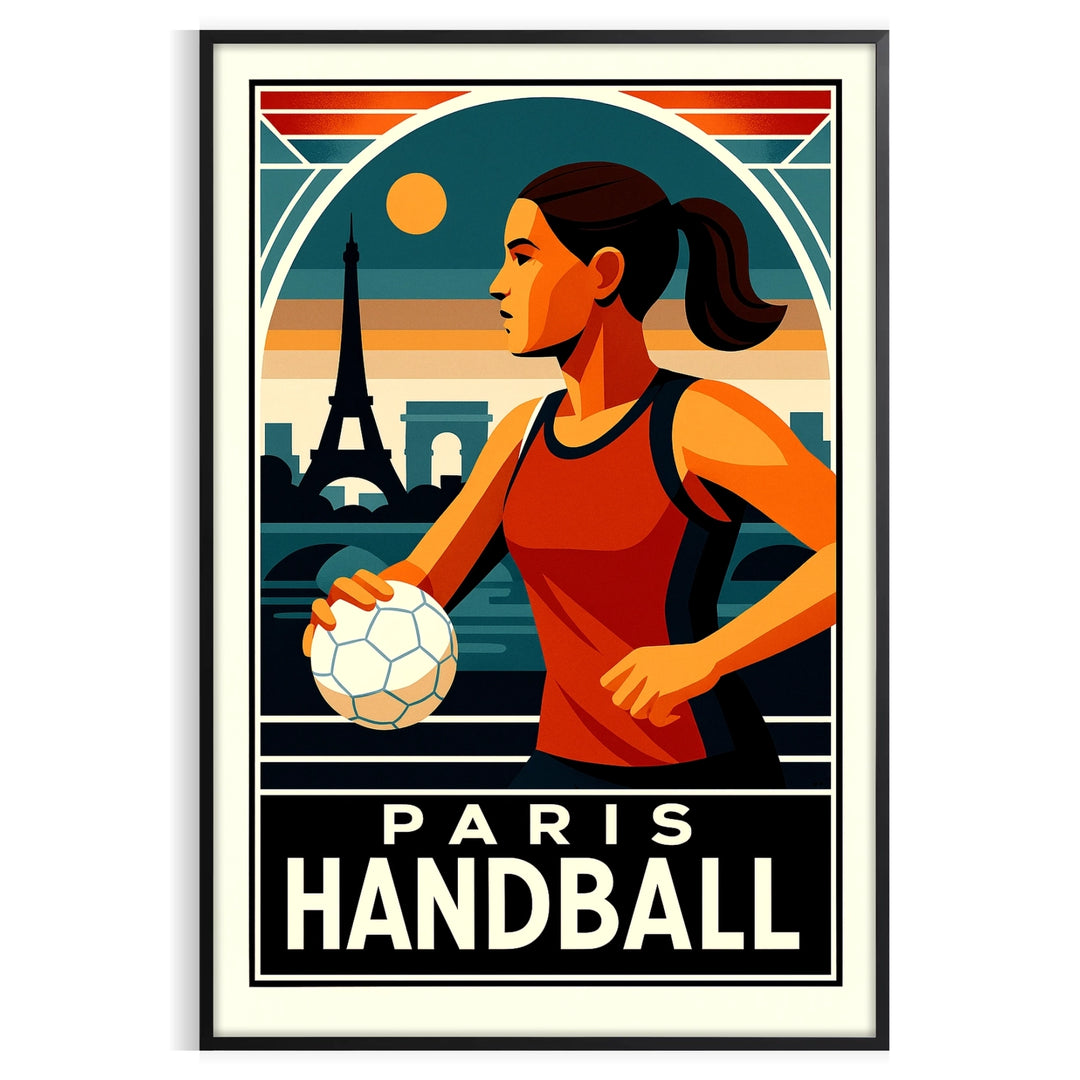 stunning  2024 Paris Olympics poster thrilling handball sport sports lovers vibrant print excitement games space Buy dimensions cm A4 A0