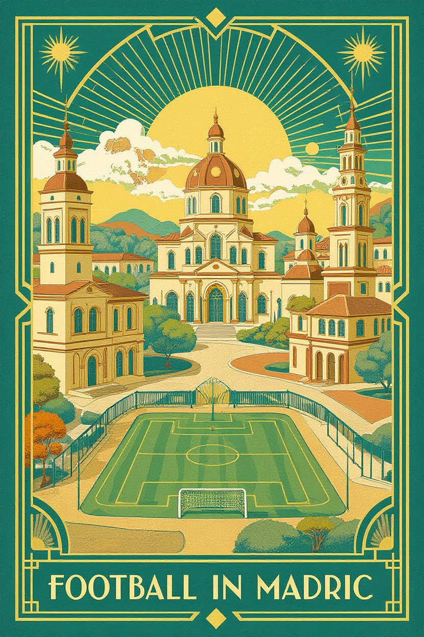 Madrid football poster featuring iconic stadium imagery