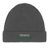 style Tennis Champagne 2 Embroidered Beanie 100 % organic cotton eco friendly soft breathable lightweight fit perfect occasion comfortable chic indoors sustainable fashion