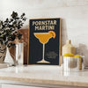 Affiche exclusive thème cocktail Pornstar Martini parfaite intérieur élégants tons noir gris formats 50x70 30x40 pièce unique cadre passionnés mixologie