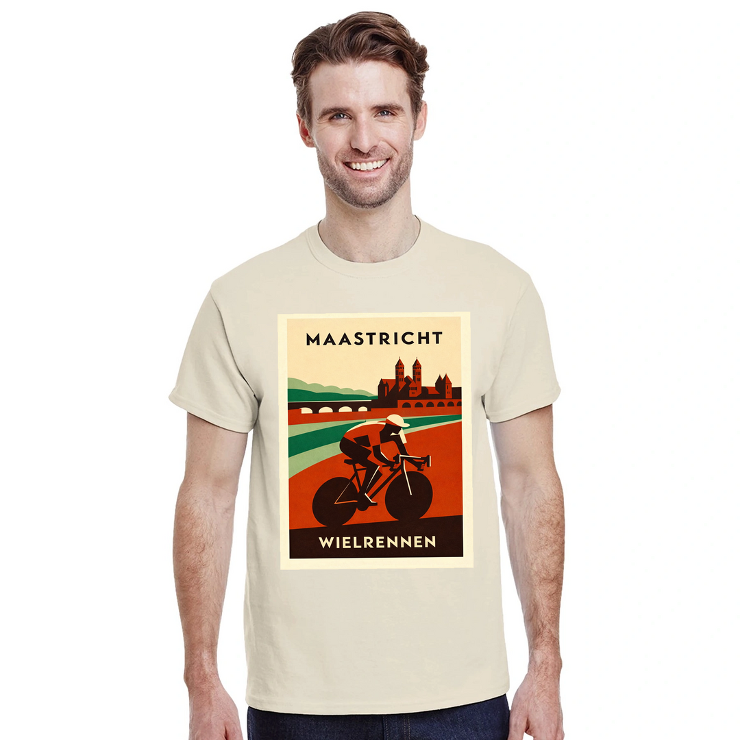T-shirt T - shirt Maastricht Pays Bas idéal passionnés cyclisme design unique paysages néerlandais parfait sorties vélo moments détente style confort coton première qualité une tenue longue durée