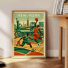 space vibrant New York USA NBA poster stunning blend brown orange hues sports enthusiasts city lovers eye piece walls available A4 cm A0