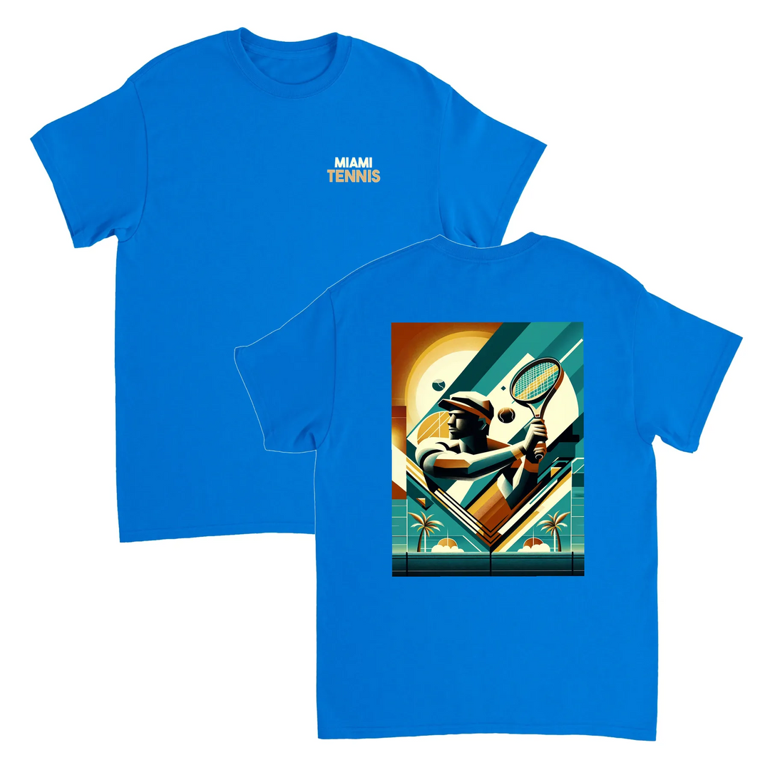 T-shirt de ténis Miami, com design vibrante, ideal para entusiastas do ténis e amantes de Miami. Perfeito para o court ou uso