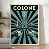Art Déco poster of Cologne skyline in green and black