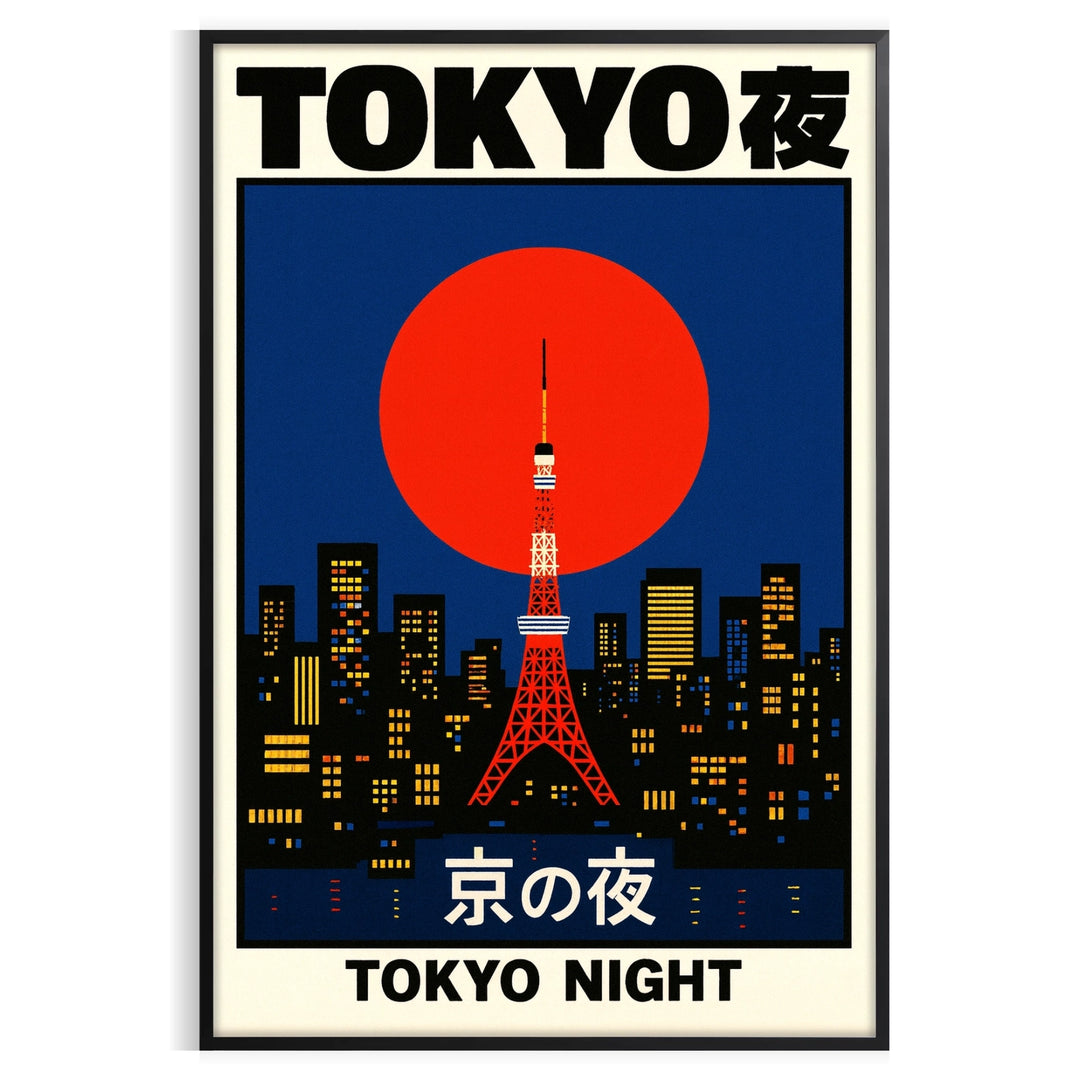 vibrant allure Tokyo nights stunning poster captivating fusion red black hues touch Japanese elegance space today available A4 cm A0