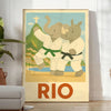 delightful kid elephant rhino judo poster vibrant spirit Rio de Janeiro playful interplay gray green eye design perfect child space unique today unframed options
